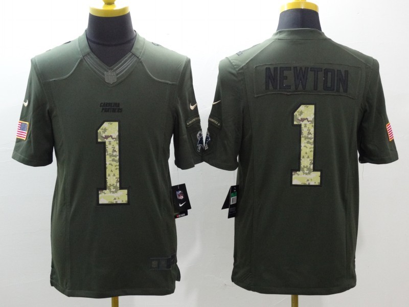 Men's Carolina Panthers Cam Newton #1 Army Green Jersey